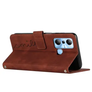 ART SMILE Peňaženkový kryt so šnúrkou Infinix Hot 20i hnedý