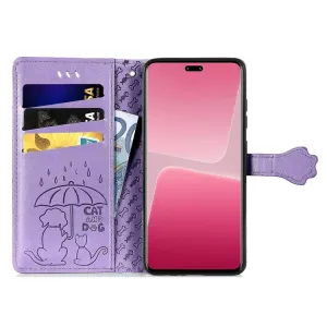 CUTE CAT Peňaženkový kryt Xiaomi 13 Lite fialový