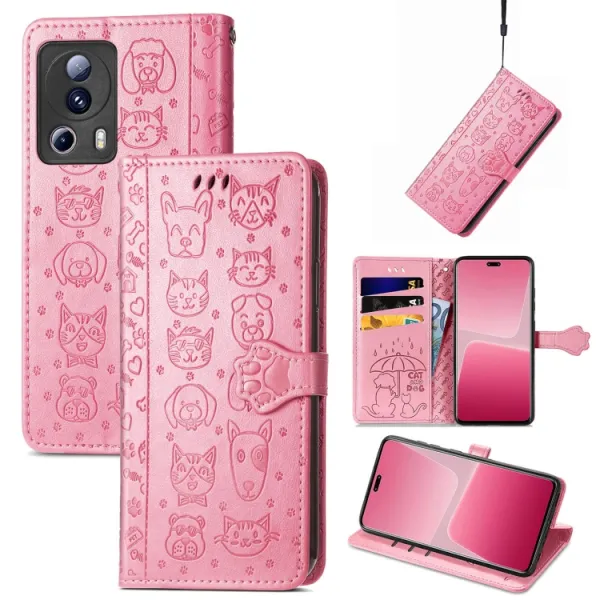 CUTE CAT Peňaženkový kryt Xiaomi 13 Lite ružový
