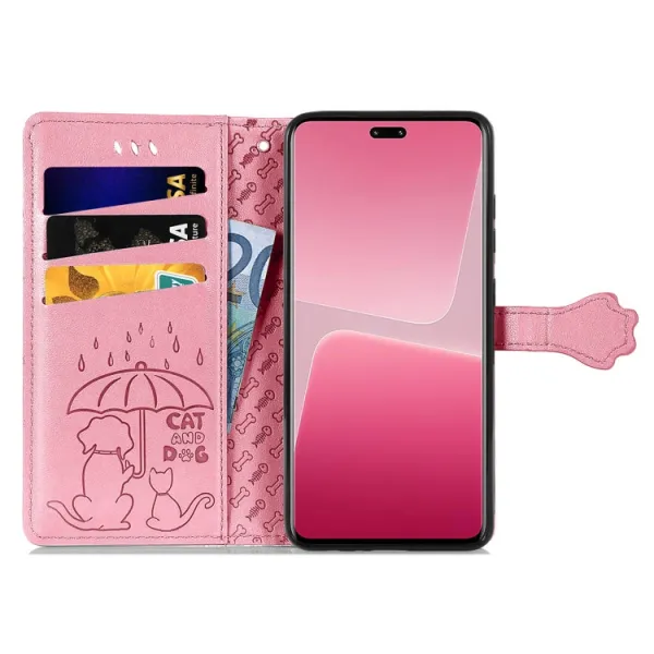 CUTE CAT Peňaženkový kryt Xiaomi 13 Lite ružový