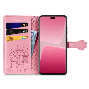 CUTE CAT Peňaženkový kryt Xiaomi 13 Lite ružový
