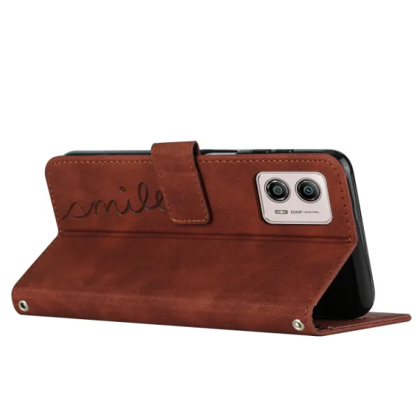 ART SMILE Peňaženkový kryt so šnúrkou Motorola Moto G73 5G hnedý