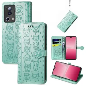 CUTE CAT Peňaženkový kryt Xiaomi 13 Lite zelený