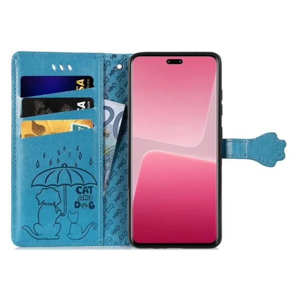 CUTE CAT Peňaženkový kryt Xiaomi 13 Lite modrý