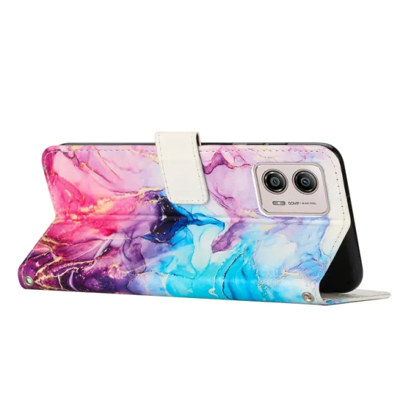 ART MARBLE Peňaženkový kryt s remienkom Motorola Moto G73 5G BLUE PURPLE