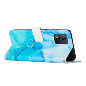 ART MARBLE Peňaženkový kryt s remienkom Motorola Moto E13 BLUE