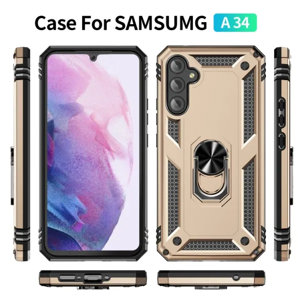 RING Obal s držiakom pre Samsung Galaxy A34 5G zlatý