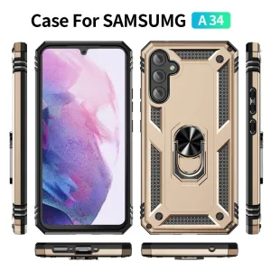 RING Obal s držiakom pre Samsung Galaxy A34 5G zlatý
