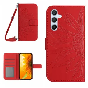 ART SUNFLOWER Peňaženkový obal pre Samsung Galaxy A15 / A15 5G červený