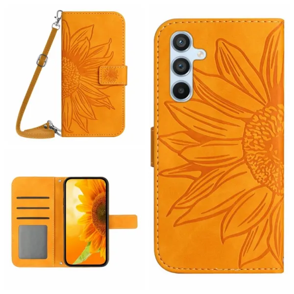 ART SUNFLOWER Peňaženkový obal pre Samsung Galaxy A15 / A15 5G žltý