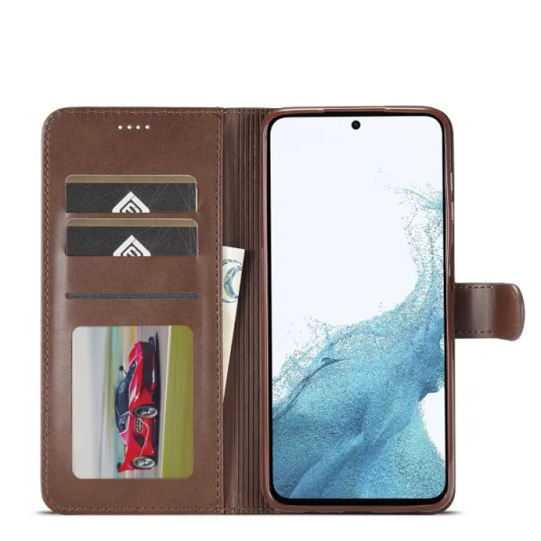 IMEEKE Peňaženkový obal pre Samsung Galaxy A35 5G tmavohnedý