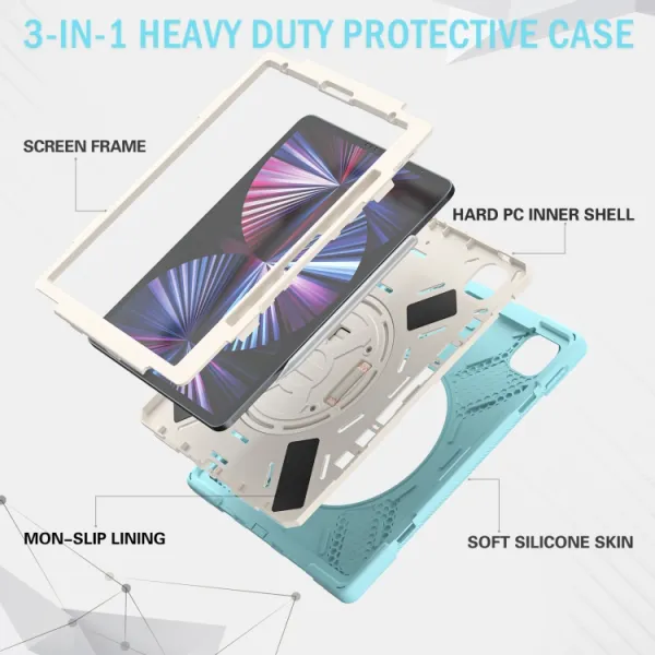 SOLID Odolný kryt pre Apple iPad Pro 12.9 2022 / 2021 svetlomodrý