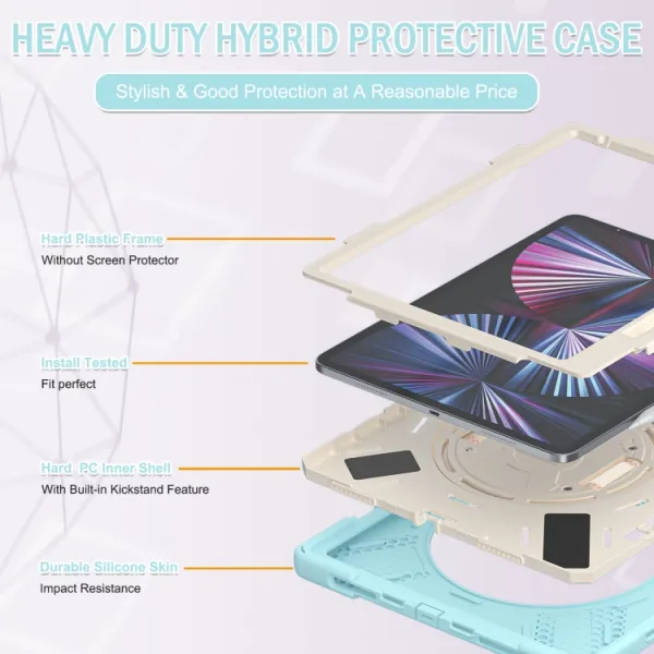 SOLID Odolný kryt pre Apple iPad Pro 12.9 2022 / 2021 svetlomodrý