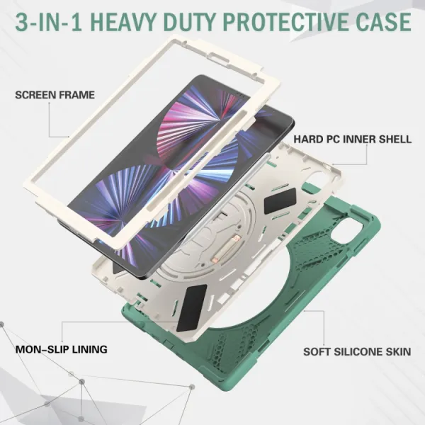 SOLID Odolný kryt pre Apple iPad Pro 12.9 2022 / 2021 tmavozelený