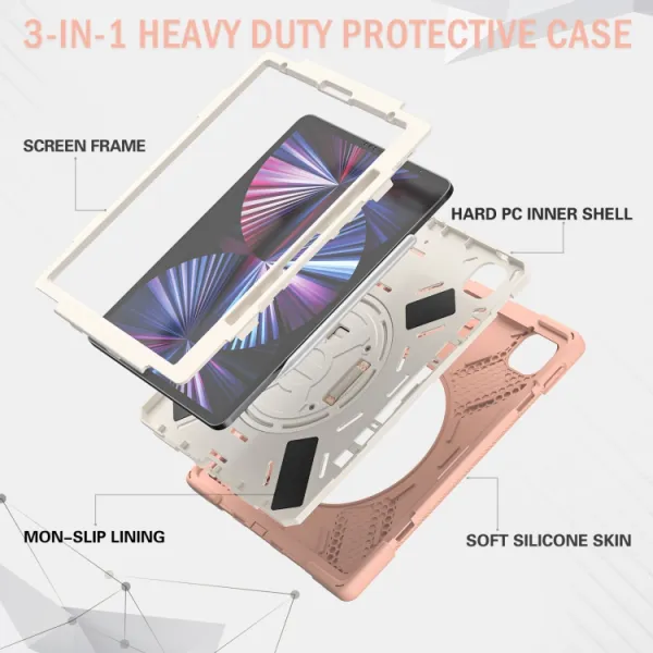 SOLID Odolný kryt pre Apple iPad Pro 12.9 2022 / 2021 ružový