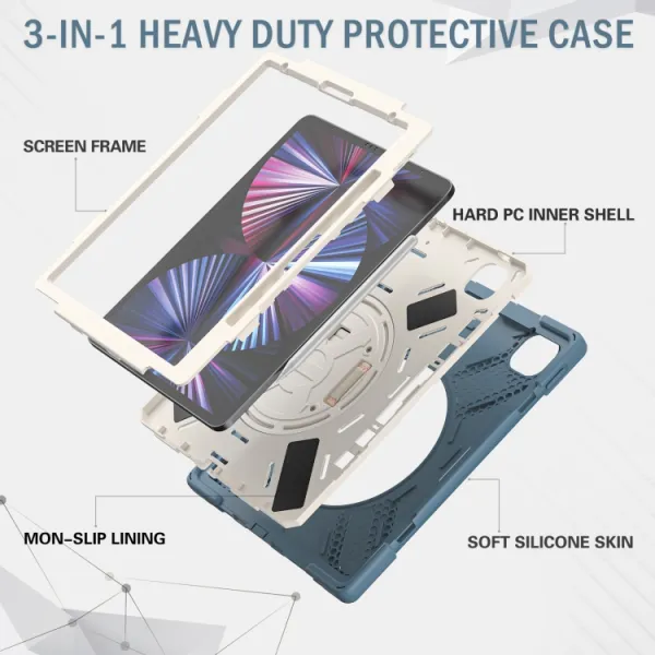 SOLID Odolný kryt pre Apple iPad Pro 12.9 2022 / 2021 tmavomodrý