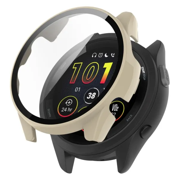 PC FULL COVER Plastový kryt so sklom Garmin Forerunner 265 béžový