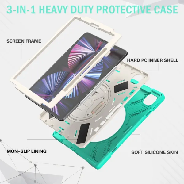 SOLID Odolný kryt pre Apple iPad Pro 12.9 2022 / 2021 mentolový