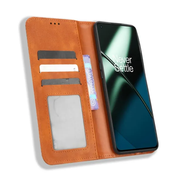 BUSINESS Peňaženkový kryt pre OnePlus 11 5G hnedý