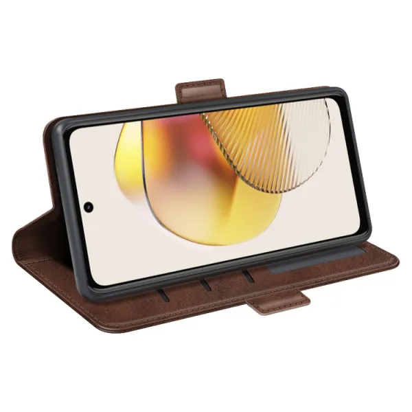 SIDE Peňaženkové puzdro pre Motorola Moto G73 5G tmavohnedé