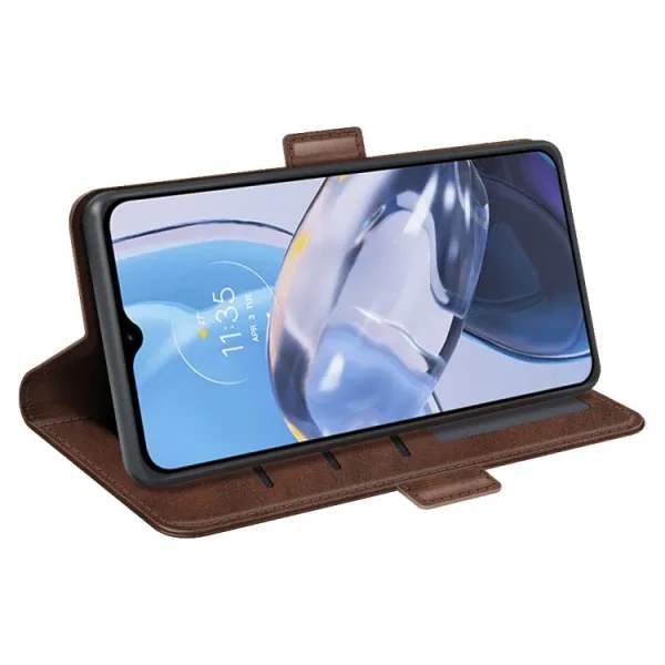 SIDE Peňaženkové puzdro pre Motorola Moto E22 / E22i tmavohnedé
