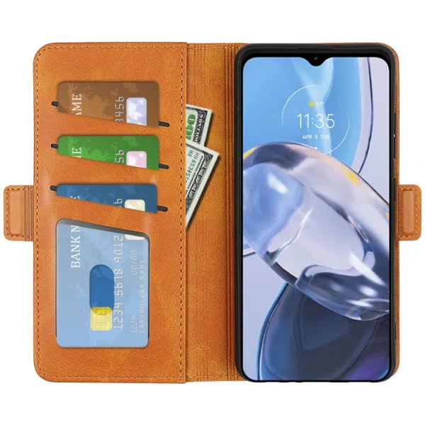 SIDE Peňaženkové puzdro pre Motorola Moto E22 / E22i svetlohnedé