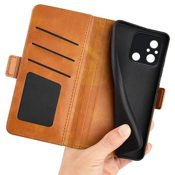 SIDE Peňaženkové puzdro pre Xiaomi Redmi 12C svetlohnedé