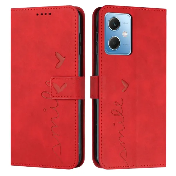 ART SMILE Peňaženkový kryt so šnúrkou Xiaomi Redmi Note 12 5G červený
