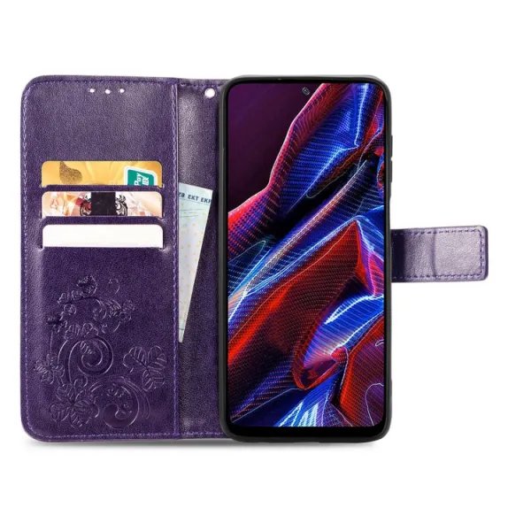 ART FLOWERS Peňaženkový kryt Xiaomi Poco X5 5G fialový