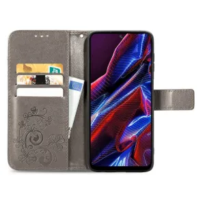 ART FLOWERS Peňaženkový kryt Xiaomi Poco X5 5G šedý