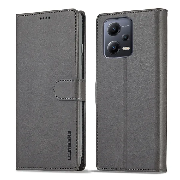 IMEEKE Peňaženkový obal Xiaomi Redmi Note 12 Pro+ 5G šedý