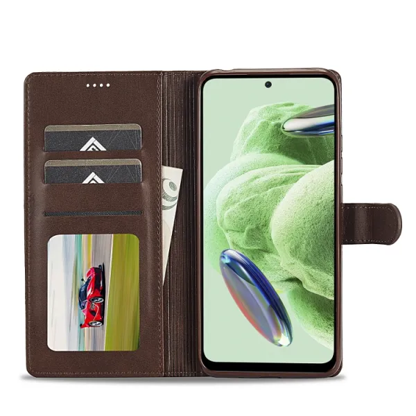 IMEEKE Peňaženkový obal Xiaomi Redmi Note 12 Pro+ 5G tmavohnedý