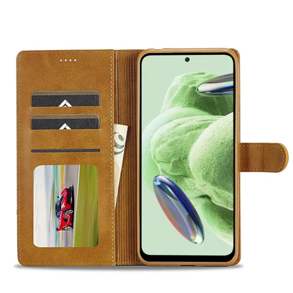 IMEEKE Peňaženkový obal Xiaomi Redmi Note 12 Pro+ 5G svetlohnedý