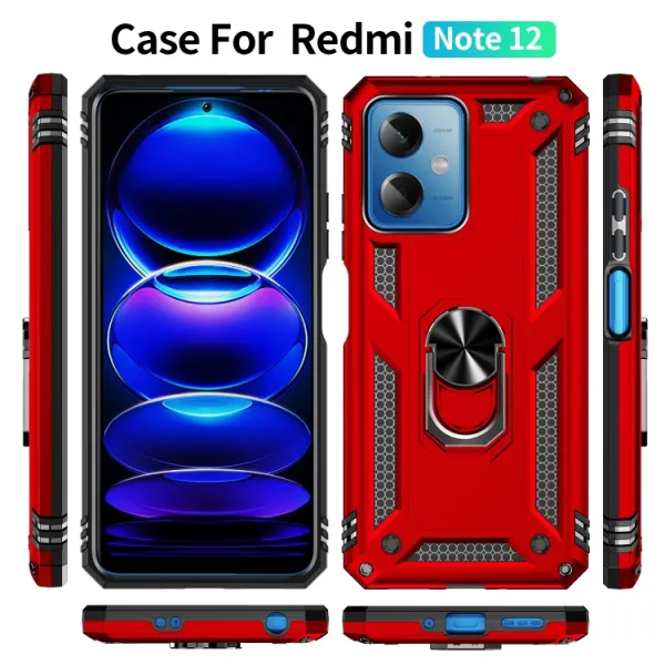 RING Obal s držiakom pre Xiaomi Redmi Note 12 5G červený