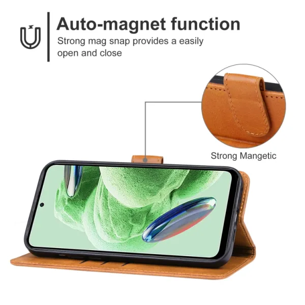 SMOOTH Peňaženkové puzdro pre Xiaomi Redmi Note 12 5G hnedé