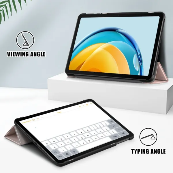 LEATHER Zaklápací obal pre Huawei Matepad SE ružovozlatý