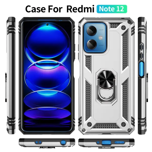 RING Obal s držiakom pre Xiaomi Redmi Note 12 5G strieborný