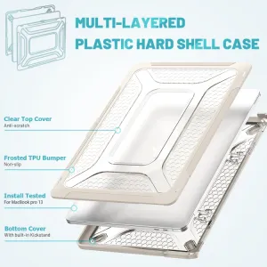 HONEYCOMB Odolné puzdro pre Apple MacBook Pro 13" A2251 / A2289 / A2338 bežové