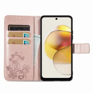 ART FLOWERS Peňaženkový kryt Motorola Moto G73 5G svetloružový