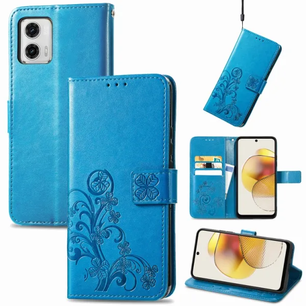 ART FLOWERS Peňaženkový kryt Motorola Moto G73 5G modrý