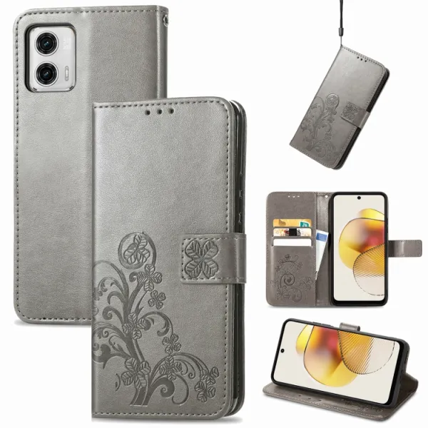 ART FLOWERS Peňaženkový kryt Motorola Moto G73 5G šedý