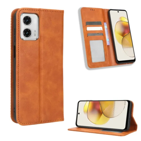 BUSINESS Peňaženkový kryt pre Motorola Moto G53 5G hnedý