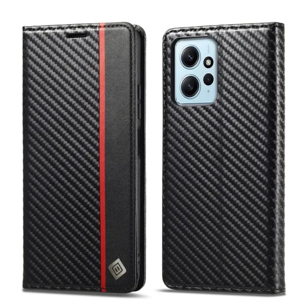 IMEEKE CARBON Peňaženkový kryt Xiaomi Redmi Note 12