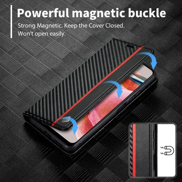 IMEEKE CARBON Peňaženkový kryt Xiaomi Redmi Note 12