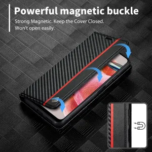 IMEEKE CARBON Peňaženkový kryt Xiaomi Redmi Note 12