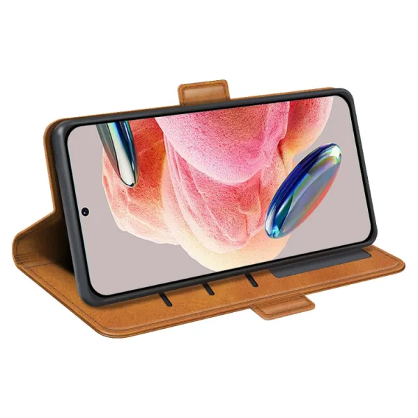 SIDE Peňaženkové puzdro pre Xiaomi Redmi Note 12 svetlohnedé