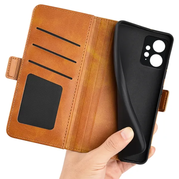 SIDE Peňaženkové puzdro pre Xiaomi Redmi Note 12 svetlohnedé