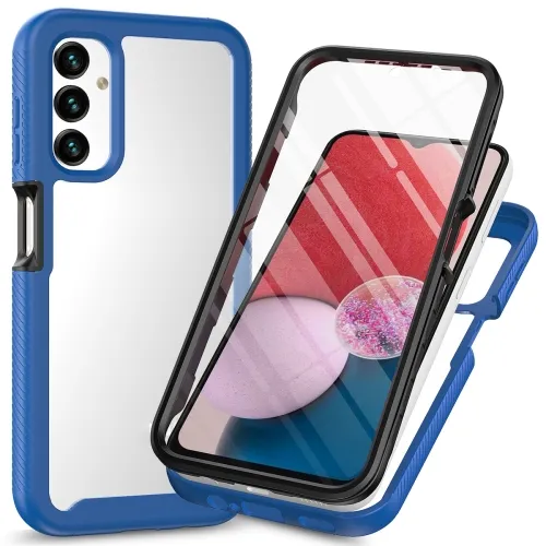 DUAL Obojstranný kryt s fóliou Samsung Galaxy A14 5G tmavomodrý