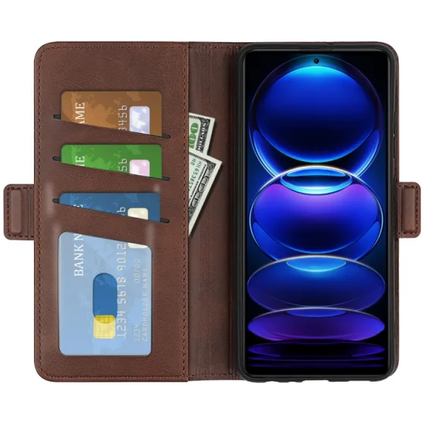 SIDE Peňaženkové puzdro pre Xiaomi Redmi Note 12 Pro 5G tmavohnedé