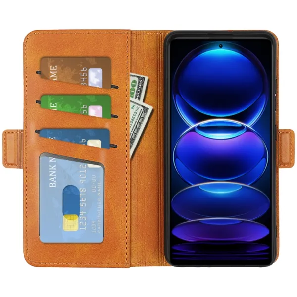 SIDE Peňaženkové puzdro pre Xiaomi Redmi Note 12 Pro 5G svetlohnedé